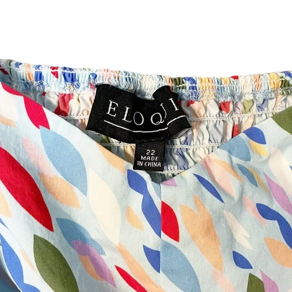 Eloquii Tie Strap Geometric Polka Dot Midi Dress Blue - Picture 5 of 7